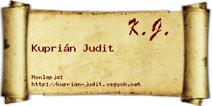 Kuprián Judit névjegykártya